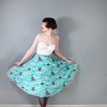 Load image into Gallery viewer, 50s HANDMADE MINT GREEN ASIAN FAN PRINT FULL SKIRT - 31-32"