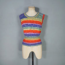 Load image into Gallery viewer, COLOURFUL HANDKNITTED RAINBOW STRIPE SOFT TANK TOP - M