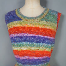 Load image into Gallery viewer, COLOURFUL HANDKNITTED RAINBOW STRIPE SOFT TANK TOP - M