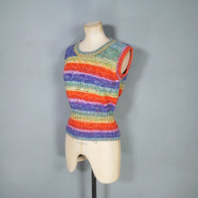 Load image into Gallery viewer, COLOURFUL HANDKNITTED RAINBOW STRIPE SOFT TANK TOP - M