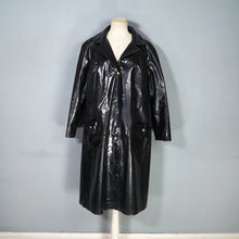 Load image into Gallery viewer, 60s HEAVY BLACK PATENT VINYL RAINCOAT / CAR COAT - ONE SIZE