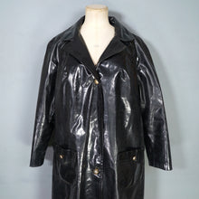 Load image into Gallery viewer, 60s HEAVY BLACK PATENT VINYL RAINCOAT / CAR COAT - ONE SIZE