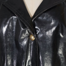 Load image into Gallery viewer, 60s HEAVY BLACK PATENT VINYL RAINCOAT / CAR COAT - ONE SIZE