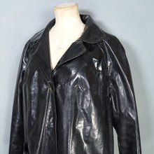 Load image into Gallery viewer, 60s HEAVY BLACK PATENT VINYL RAINCOAT / CAR COAT - ONE SIZE