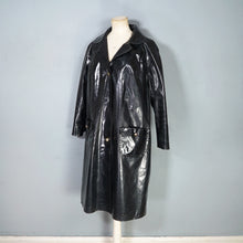 Load image into Gallery viewer, 60s HEAVY BLACK PATENT VINYL RAINCOAT / CAR COAT - ONE SIZE