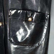 Load image into Gallery viewer, 60s HEAVY BLACK PATENT VINYL RAINCOAT / CAR COAT - ONE SIZE