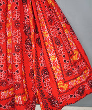 Load image into Gallery viewer, 50s RED FULL SKIRTED DRESS WITH HEART AND ROSE PRINT - S