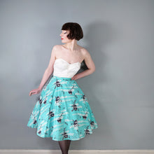Load image into Gallery viewer, 50s HANDMADE MINT GREEN ASIAN FAN PRINT FULL SKIRT - 31-32"