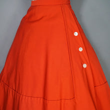 Load image into Gallery viewer, 50s 60s LIGHT BRGHT RED FULL SKIRT WITH BUTTON DETAIL - 23.5"