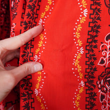 Load image into Gallery viewer, 50s RED FULL SKIRTED DRESS WITH HEART AND ROSE PRINT - S
