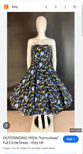 Load image into Gallery viewer, 50s UNLABELED HORROCKSES STRAPLESS FULL SKIRT DRESS WITH COLOURFUL FLORAL PRINT - XS