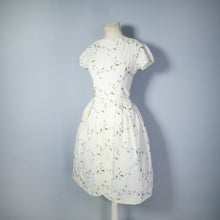 Load image into Gallery viewer, 50s 60s CREAM COTTON DRESS WITH EMBROIDERED FLOWERS - XS