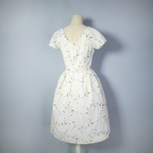 Load image into Gallery viewer, 50s 60s CREAM COTTON DRESS WITH EMBROIDERED FLOWERS - XS