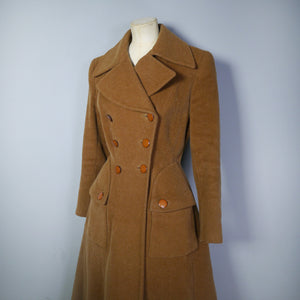 40s DOUBLE ELEVEN / DINNER PLATES UTILITY LABEL BROWN WINTER COAT - S-M