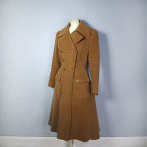 40s DOUBLE ELEVEN / DINNER PLATES UTILITY LABEL BROWN WINTER COAT - S-M