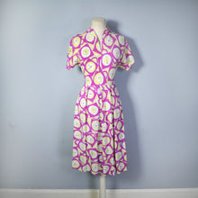 Load image into Gallery viewer, 40s DARK PINK NOVELTY CLOCK FACE PRINT DRESS - XS