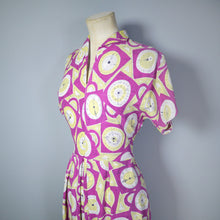 Load image into Gallery viewer, 40s DARK PINK NOVELTY CLOCK FACE PRINT DRESS - XS