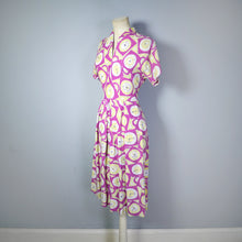 Load image into Gallery viewer, 40s DARK PINK NOVELTY CLOCK FACE PRINT DRESS - XS