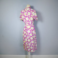 Load image into Gallery viewer, 40s DARK PINK NOVELTY CLOCK FACE PRINT DRESS - XS