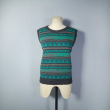 Load image into Gallery viewer, DEEP EMERALD BROWN AND GREY WOOL TANK TOP - L
