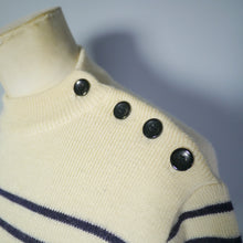 Load image into Gallery viewer, STRIPED 80s BLUE WHITE NAUTICAL BRETON JUMPER - S