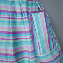 Load image into Gallery viewer, 50s 60s HANDMADE BLUE STRIPE BLOUSE AND FULL SKIRT WITH POCKETS - S / 28&quot; waist