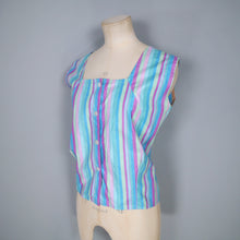 Load image into Gallery viewer, 50s 60s HANDMADE BLUE STRIPE BLOUSE AND FULL SKIRT WITH POCKETS - S / 28&quot; waist
