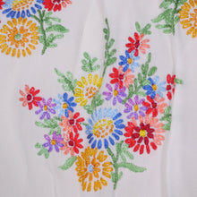 Load image into Gallery viewer, 60s SILKY EMBROIDERED FLORAL HUNGARIAN PEASANT SMOCK BLOUSE - S
