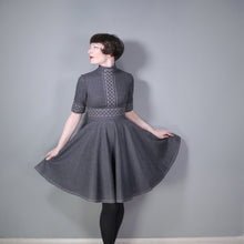 Load image into Gallery viewer, GREY WOOL JEAN VARON 70s FULL CIRCLE SKATER WINTER DRESS - XS-S