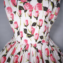 Load image into Gallery viewer, FANTASTIC 50s CASCADING PINK ROSE STRAPPY SUN DRESS - S