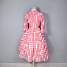 Load image into Gallery viewer, 50s JUDY GRADUATE LIGHT RED AND WHITE CHECK SHIRT DRESS - S