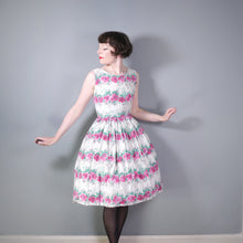 Load image into Gallery viewer, PINK AND WHITE FLORAL 50s COTTON SUMMER DRESS - XS