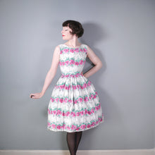Load image into Gallery viewer, PINK AND WHITE FLORAL 50s COTTON SUMMER DRESS - XS