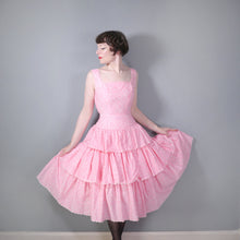 Load image into Gallery viewer, 50s 60s PASTELLY PINK TIERED RUFFLE FULL SKIRTED DRESS - XS