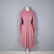 Load image into Gallery viewer, 70s does 40s WALLIS WOOL BLEND DUSKY PINK ZIP FRONT DRESS - XS-S