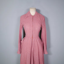 Load image into Gallery viewer, 70s does 40s WALLIS WOOL BLEND DUSKY PINK ZIP FRONT DRESS - XS-S