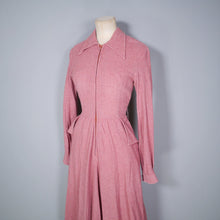 Load image into Gallery viewer, 70s does 40s WALLIS WOOL BLEND DUSKY PINK ZIP FRONT DRESS - XS-S