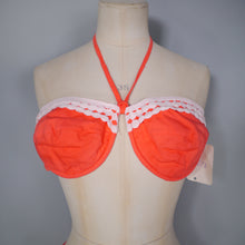Load image into Gallery viewer, 50s 60s ORANGE COTTON BIKINI WITH UNDERWIRE CUPS AND RUFFLE PANTS - S / 36D?