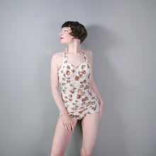 Load image into Gallery viewer, 50s JANTZEN NOVELTY SEA SHELL PRINT SHIRRED SWIMSUIT - M-L