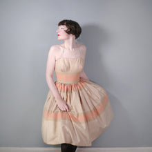 Load image into Gallery viewer, VICTOR JOSSELYN BROWN AND PEACH STRIPED HALTER SUN DRESS - S