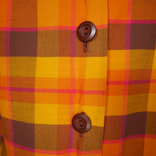 Load image into Gallery viewer, 60s / 70s ORANGE CHECK DOG EAR COLLAR LIGHT COTTON SHIRT JACKET - XS-S