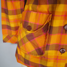 Load image into Gallery viewer, 60s / 70s ORANGE CHECK DOG EAR COLLAR LIGHT COTTON SHIRT JACKET - XS-S