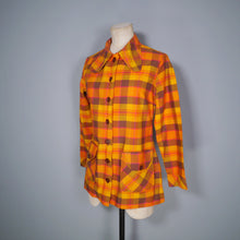 Load image into Gallery viewer, 60s / 70s ORANGE CHECK DOG EAR COLLAR LIGHT COTTON SHIRT JACKET - XS-S