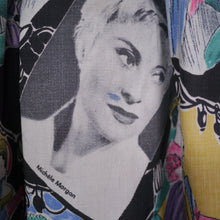 Load image into Gallery viewer, BLACK 50s 60s NOVELTY SKIRT IN THEATRICAL PRINT WITH HOLLYWOOD STARS - 25&quot;