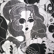 Load image into Gallery viewer, 70s BLACK AND WHITE BOLD PSYCHEDELIC LADY FACE PRINT DRESS - XS-S