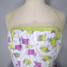 Load image into Gallery viewer, 50s YELLOW PINK PRINT HALTER SUN DRESS AND BOLERO - S