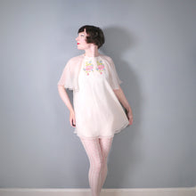 Load image into Gallery viewer, 70s DIAPHANOUS CHIFFON JEAN VARON MINI TUNIC DRESS WITH EMBROIDERY - S-M