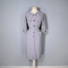Load image into Gallery viewer, 50s 60s PEGGY PAGE HOUNDSTOOTH AUTUMN WIGGLE DRESS WITH NECK TIE - S