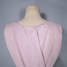 Load image into Gallery viewer, 50s 60s &quot;SWIRL&quot; RED FINE CHECK WRAP DRESS WITH EMBROIDERED POCKETS - S