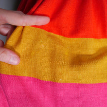 Load image into Gallery viewer, 50s 60s COLOURBLOCK STRIPE RED YELLOW AND PINK SUN DRESS - XS